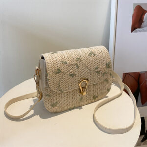 Summer Straw Bag for Women 2022 New Style Small Fresh Lace Flower Woven Saddle Bag
